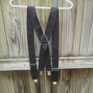 Extra XXXLarge Work Suspenders. Steel Clip-on style. black elastic soft finish.